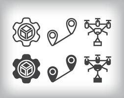 rone transportation, going to location and parcel adjustment design. Simple linear and flat delivery icon set. vector