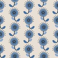 Folk Flower Seamless Pattern Geometric Floral Pattern Retro Boho Floral Print Design. vector