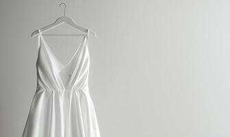 A white dress hanging on a hanger photo
