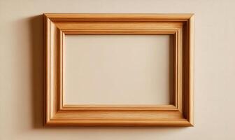 wooden frame on a wall with a blank space photo