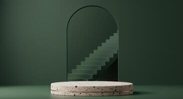 A marble pedestal with a stairway in front of it photo