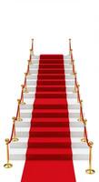 Formal staircase with red carpet and gold stanchions photo