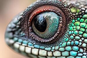 Extreme close-up of a chameleon's eye Varanus varanus showcasing its unique texture and details photo