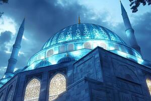 A majestic view of the Blue Mosque, located in the Sultanahmet district of Istanbul, Turkey, known for its stunning architecture and grandeur as the largest mosque in Istanbul photo