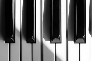 A clean and simple image of black and white piano keys arranged on a white background, highlighting the elegance of music photo