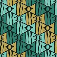 Escher style checkerboard bow pattern in green, ochre, turquoise tones vector