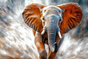 Close-up digital painting of a wild elephant with detailed textures and natural background photo