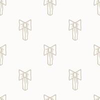 Minimalist white bow pattern with beige outlines vector