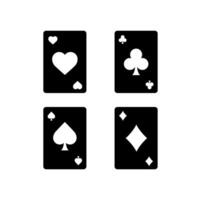 Set of playing card icons, Gambling game Four card Black outline stock image. vector
