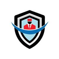3D shield icon symbol representing security and protection for business and location services vector