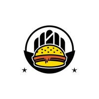 Cartoon illustration of a fast food hamburger with a ladybug vector