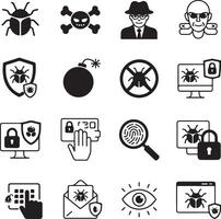 Cybersecurity and Malware Icons vector