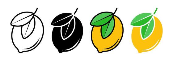 Lemon icon set. for mobile concept and web design on white background vector
