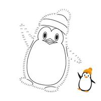 Children s game coloring book. We draw a penguin from point to point. vector