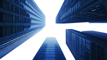 Abstract Skyscraper Perspective, Futuristic Urban Architecture, Isolated on Transparent Background png