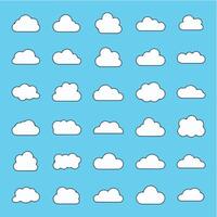 Clouds icons set on blue background vector