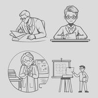 Schoolboy write in notebook education creative concept back to school vector
