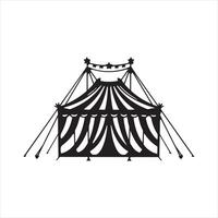 a circus tent with striped silhouette on white background vector