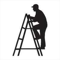 man climbing a ladder silhouette vector
