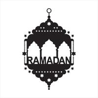 Ramadan Lantern and Crescent Moon Silhouette vector