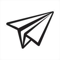 Simple Black and White Paper Airplane Silhouette vector