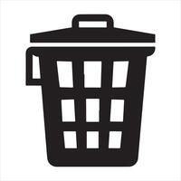 Garbage container icon silhouette black vector
