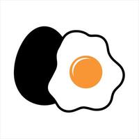 Black and White Egg and Fried Egg black silhouette vector