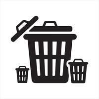 Garbage container icon black silhouette vector