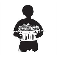 Contemporary black and white sketch of berries silhouette on white background vector