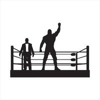 WWE ring with wrestling match progress silhouette vector