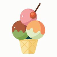 Delicious Ice Cream Cone with Toppings and Sprinkles vector