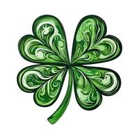 Green Four Leaf Clover With Swirls vector