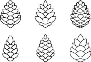 Pine Cone Outline Set - Collection of Minimalist Botanical Line Art vector
