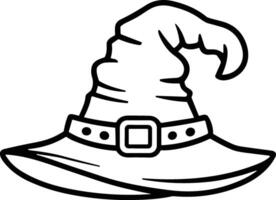 Crumpled Witch Hat Line Art Illustration for Halloween vector