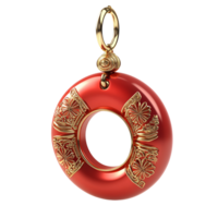 Elegant Red and Gold Pendant With a Circular Design on a Transparent Background png