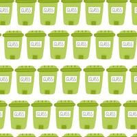 Flat Style Seamless Pattern Featuring Green Glass Recycling Containers on a White Background vector