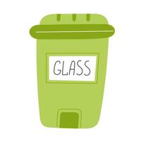 Flat Style Illustration of a Green Glass Recycling Container on a White Background vector