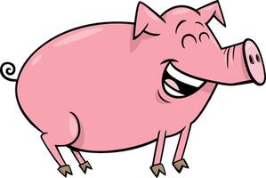 happy cartoon pig or piglet farm animal character laughing vector