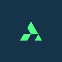 Letter A logo. timeless geometric icon triangle business. green color combination vector