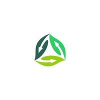triangle arrow leaf logo. icon with green leaf arrow rotation graphic element symbol, sign for ecology, nature vector