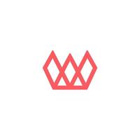 W logo crown design, line style template concept design. illustrations vector