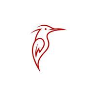 hummingbird line logo icon design red illustration. Colibri logo. vector
