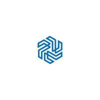 swirling lines hexagon shape. twisted wireframe geometric element. Abstract symbol consisting of hexagons blue vector