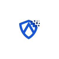 Letter A pixel logo, Shield pixel icon vector