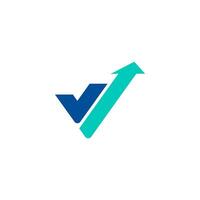 Initial Financial Logo On Letter V Concept With Growth Arrow Icon cool color vector