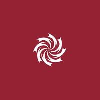Simple Abstract Flower Vortex, geometric circles logo design isolated on red background. vector