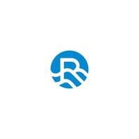 Letter R Logo circle initial, Flat Logo Design Template simple abstract blue. vector