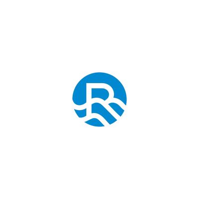 Letter R Logo circle initial, Flat Logo Design Template simple abstract blue.