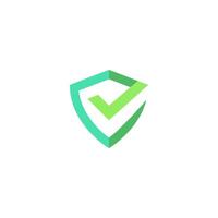Shield checklist logo green. check list security vector