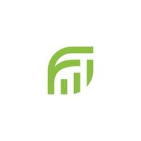 leaf simple with F letter logo design template. chart icon vector